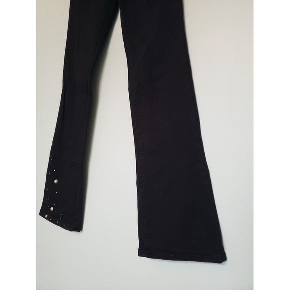 VTG Rocawear Jeans Juniors 3 Blk Pearl Studded Low Rise McBling Y2K Logo Bootcut - Picture 9 of 14